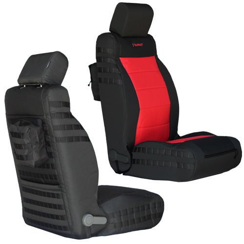 Front Tactical Seat Covers for Jeep Wrangler JK & JKU 2007-10 BARTACT (PAIR) w/ MOLLE - Non SRS Air Bag Compliant - Bull Strap
