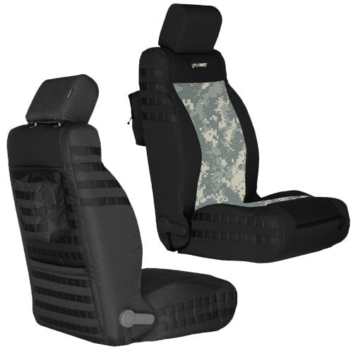 Front Tactical Seat Covers for Jeep Wrangler JK & JKU 2011-12 BARTACT (PAIR) w/ MOLLE - SRS Air Bag Compliant - Bull Strap