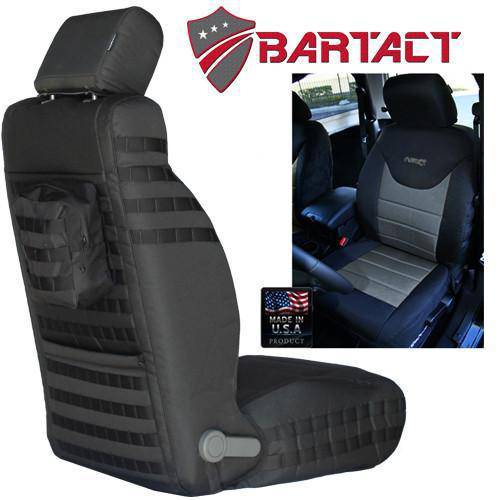 Front Tactical Seat Covers for Jeep Wrangler JK & JKU 2013-18 BARTACT (PAIR) w/ MOLLE - SRS Air Bag Compliant - Bull Strap