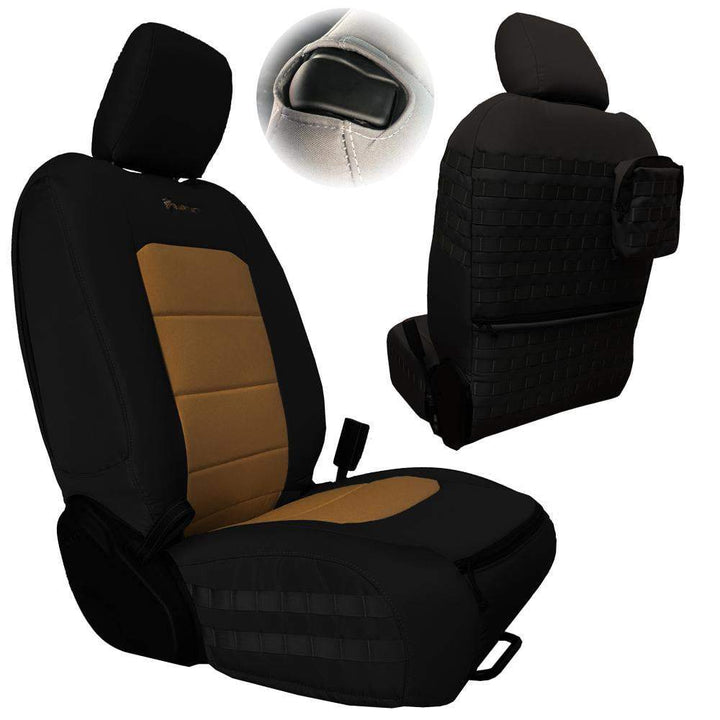Front Tactical Seat Covers for Jeep Wrangler JL 2018-23 2 Door ONLY (NOT for Mojave or 392 Edition) Bartact w/ MOLLE - Bull Strap