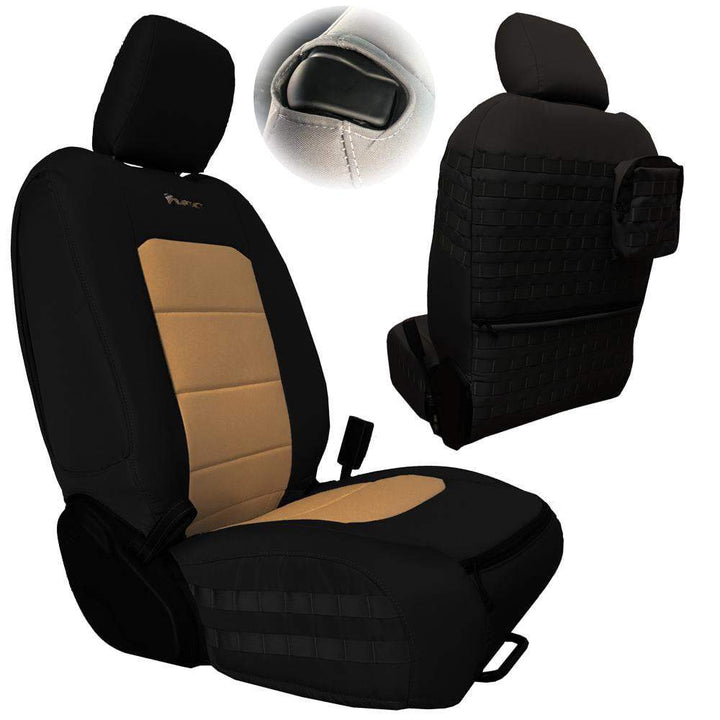 Front Tactical Seat Covers for Jeep Wrangler JL 2018-23 2 Door ONLY (NOT for Mojave or 392 Edition) Bartact w/ MOLLE - Bull Strap