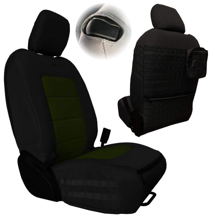 Front Tactical Seat Covers for Jeep Wrangler JL 2018-23 2 Door ONLY (NOT for Mojave or 392 Edition) Bartact w/ MOLLE - Bull Strap