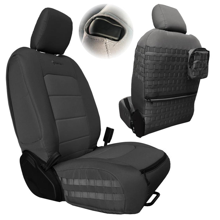 Front Tactical Seat Covers for Jeep Wrangler JL 2018-23 2 Door ONLY (NOT for Mojave or 392 Edition) Bartact w/ MOLLE - Bull Strap