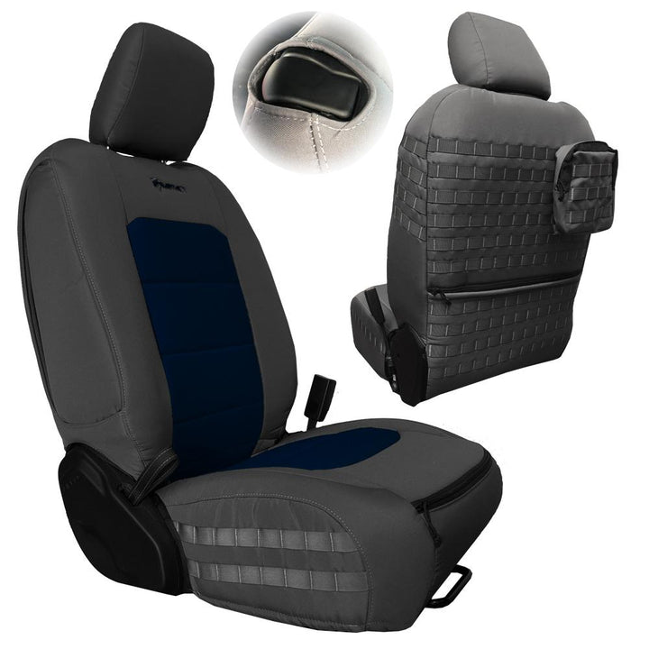 Front Tactical Seat Covers for Jeep Wrangler JL 2018-23 2 Door ONLY (NOT for Mojave or 392 Edition) Bartact w/ MOLLE - Bull Strap