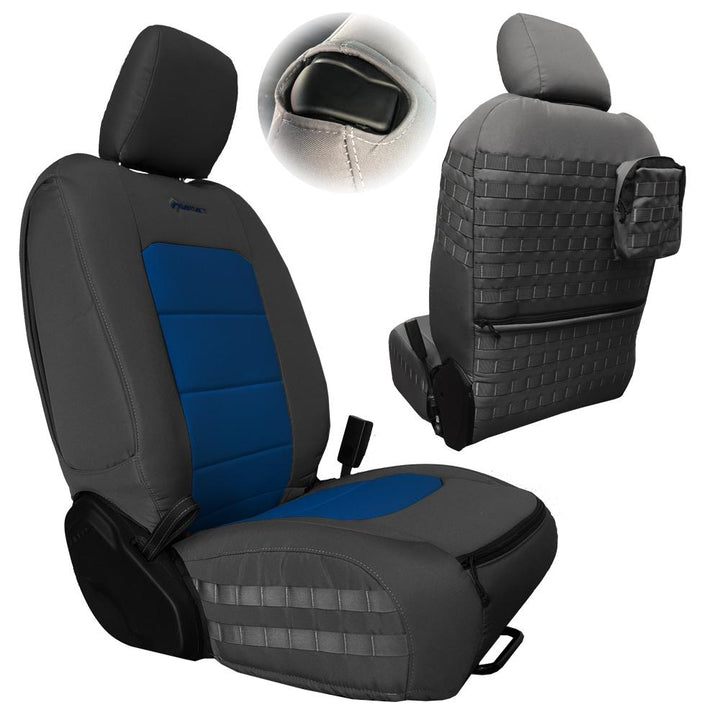 Front Tactical Seat Covers for Jeep Wrangler JL 2018-23 2 Door ONLY (NOT for Mojave or 392 Edition) Bartact w/ MOLLE - Bull Strap