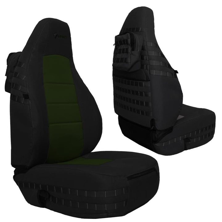 Front Tactical Seat Covers for Jeep Wrangler TJ 1997-02 (PAIR) w/ MOLLE Bartact - Bull Strap