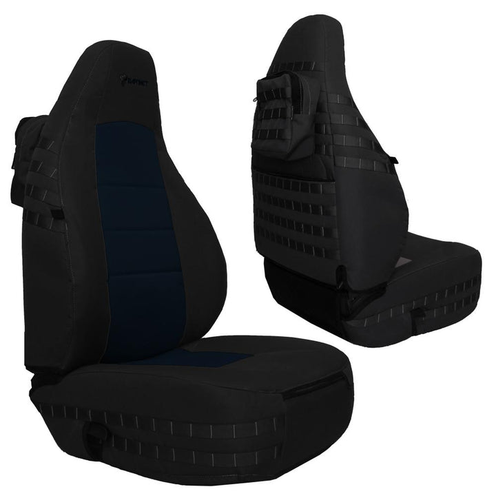 Front Tactical Seat Covers for Jeep Wrangler TJ 1997-02 (PAIR) w/ MOLLE Bartact - Bull Strap