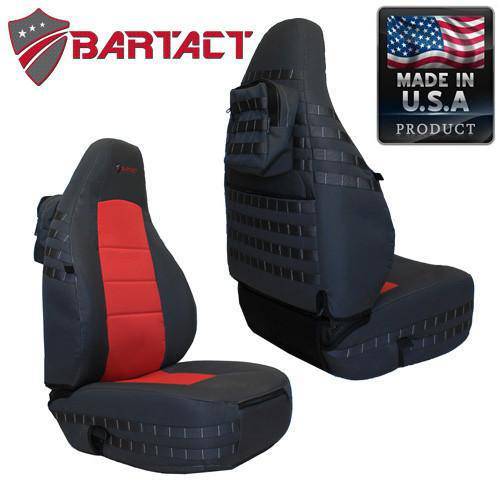 Front Tactical Seat Covers for Jeep Wrangler TJ 1997-02 (PAIR) w/ MOLLE Bartact - Bull Strap