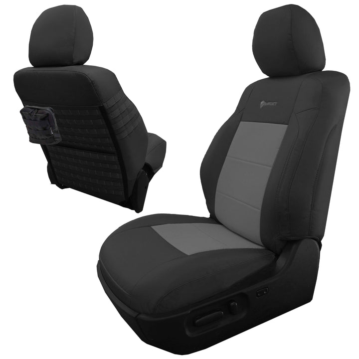 Front Tactical Seat Covers for Toyota Tacoma 2020-22 All Models w/ Electric Driver / Manual Passenger Seat (TRD & Non-TRD) Bartact - w/ MOLLE (Pair) - Bull Strap