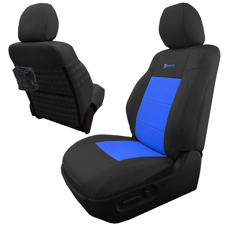 Front Tactical Seat Covers for Toyota Tacoma 2020-22 All Models w/ Electric Driver / Manual Passenger Seat (TRD & Non-TRD) Bartact - w/ MOLLE (Pair) - Bull Strap