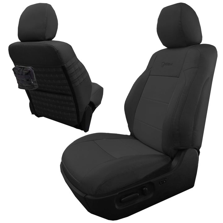 Front Tactical Seat Covers for Toyota Tacoma 2020-22 All Models w/ Electric Driver / Manual Passenger Seat (TRD & Non-TRD) Bartact - w/ MOLLE (Pair) - Bull Strap