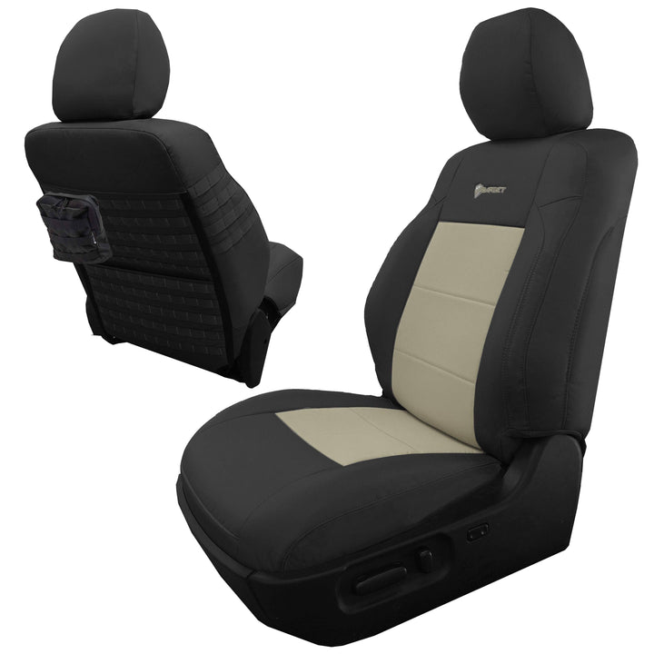 Front Tactical Seat Covers for Toyota Tacoma 2020-22 All Models w/ Electric Driver / Manual Passenger Seat (TRD & Non-TRD) Bartact - w/ MOLLE (Pair) - Bull Strap