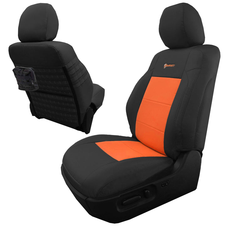 Front Tactical Seat Covers for Toyota Tacoma 2020-22 All Models w/ Electric Driver / Manual Passenger Seat (TRD & Non-TRD) Bartact - w/ MOLLE (Pair) - Bull Strap