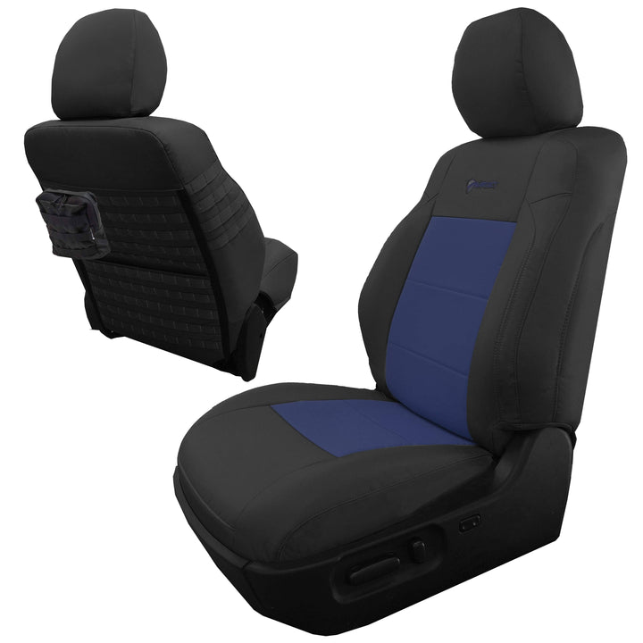 Front Tactical Seat Covers for Toyota Tacoma 2020-22 All Models w/ Electric Driver / Manual Passenger Seat (TRD & Non-TRD) Bartact - w/ MOLLE (Pair) - Bull Strap