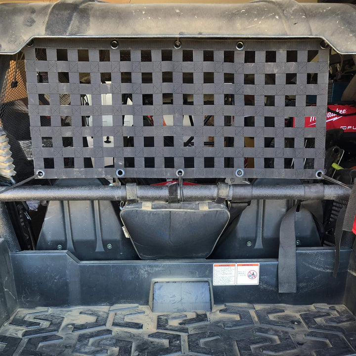 Hisun Strike 250 Rear Net, Tactical MOLLE Compatible Cargo Net - Rear Window for Stock Cage (PAT PENDING) - by Bartact - Bull Strap