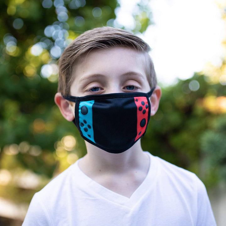 Kids Face Mask, Nintendo Switch Inspired Gamer Mask, Nintendo Switch Face Mask, Switch Mask, Reversible 2 ply Polyester Reusable Washable Face Mask Covers w/ Filter Slot by Bartact - Bull Strap