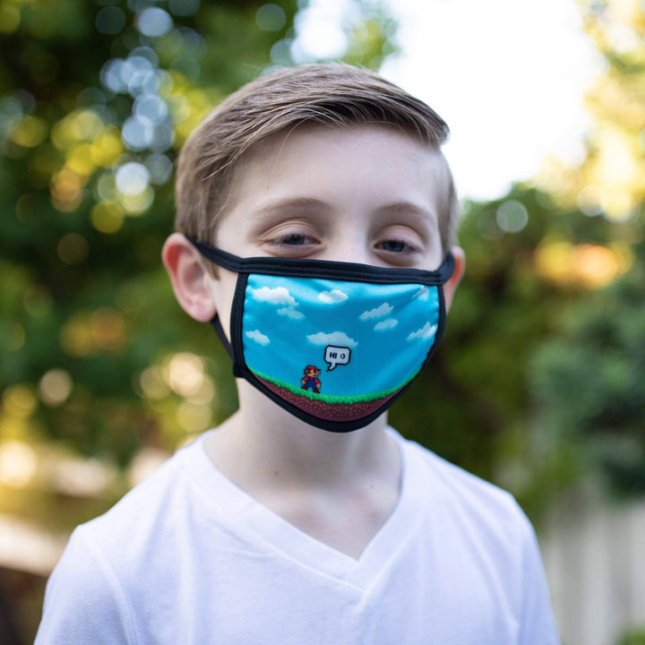 Kids Face Mask, Nintendo Switch Inspired Gamer Mask, Nintendo Switch Face Mask, Switch Mask, Reversible 2 ply Polyester Reusable Washable Face Mask Covers w/ Filter Slot by Bartact - Bull Strap