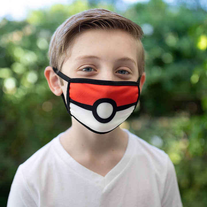 Kids Size, Pokemon Inspired Pikachu Mask, Pokemon Face Mask, Pokemon Mask, Reversible 2 ply Polyester Reusable Washable Face Mask Covers w/ Filter Slot by Bartact - Bull Strap