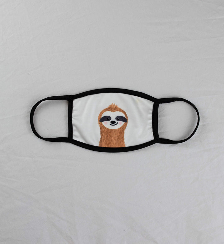 Kids Size, Sloth Face Mask, Sloth Mask, Reversible 2 ply Polyester Reusable Washable Face Mask Covers w/ Filter Slot by Bartact - Bull Strap