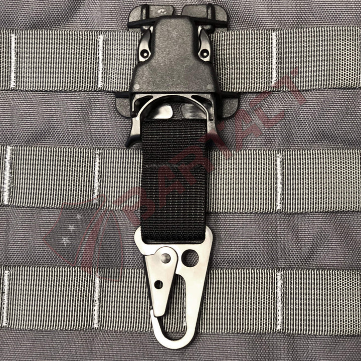MOLLE Attachments by Bartact - PALS/MOLLE Black Powdercoated Steel HK Hook w/ Every Which Way Quick Side Release Buckle Kit (pair of 2) - Bull Strap