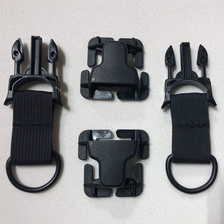 MOLLE Attachments by Bartact - PALS/MOLLE Powdercoated Steel D-Ring w/ Every Which Way Quick Side Release Buckle Kit (pair of 2) - Bull Strap