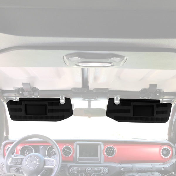 MOLLE Visor Covers for Jeep Gladiator 2019 - 2023 JT Truck (w/ Garage Door Opener Cut-out) w/ PALS/MOLLE (pair) - Bull Strap