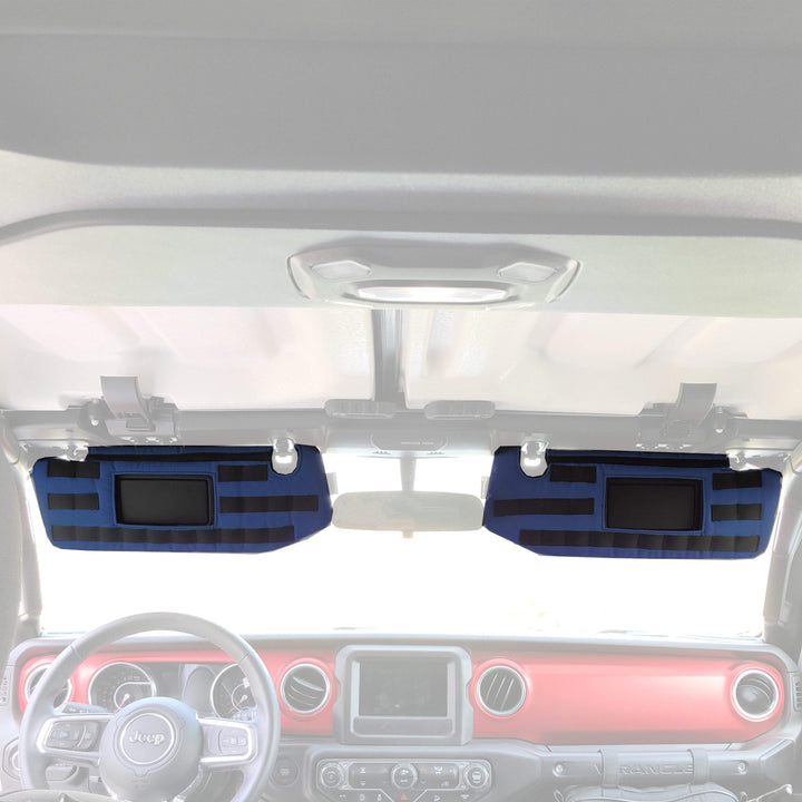 MOLLE Visor Covers for Jeep Gladiator 2019 - 2023 JT Truck (w/ Garage Door Opener Cut-out) w/ PALS/MOLLE (pair) - Bull Strap