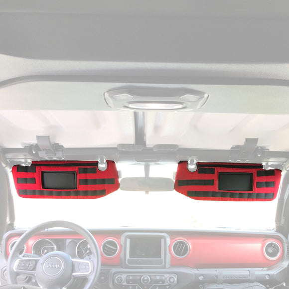 MOLLE Visor Covers for Jeep Gladiator JT 2019+ (NO Garage Door Opener Cut-out) w/ PALS/MOLLE (pair) - Bull Strap