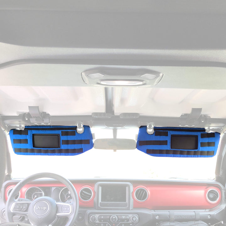 MOLLE Visor Covers for Jeep Wrangler JL JLU 2018+ (w/ Garage Door Opener Cut-out) w/ PALS/MOLLE (pair) - Bull Strap