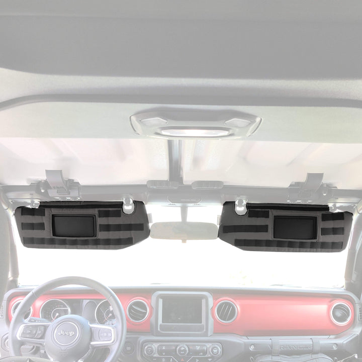 MOLLE Visor Covers for Jeep Wrangler JL JLU 2018+ (w/ Garage Door Opener Cut-out) w/ PALS/MOLLE (pair) - Bull Strap
