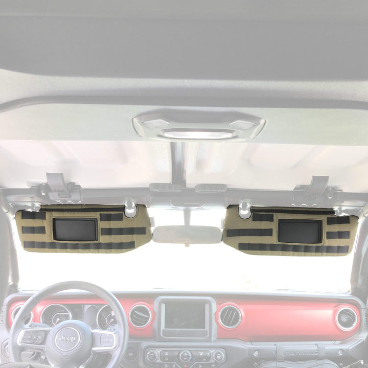 MOLLE Visor Covers for Jeep Wrangler JL JLU 2018+ (w/ Garage Door Opener Cut-out) w/ PALS/MOLLE (pair) - Bull Strap