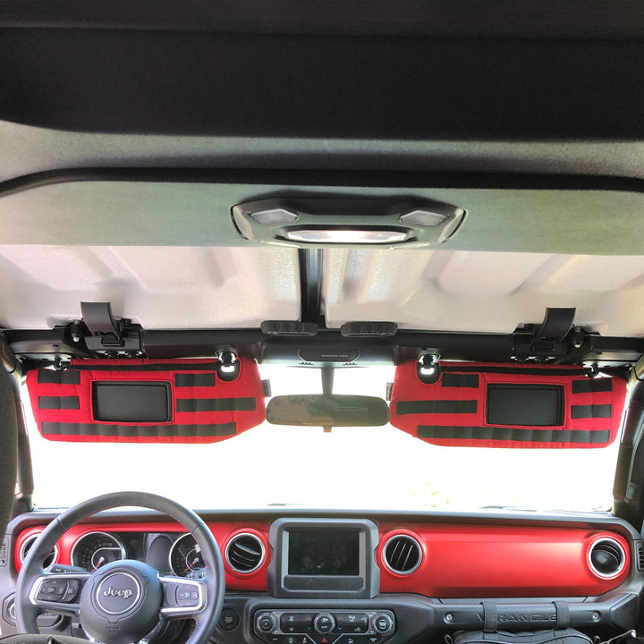 MOLLE Visor Covers for Jeep Wrangler JL JLU 2018+ (w/ Garage Door Opener Cut-out) w/ PALS/MOLLE (pair) - Bull Strap