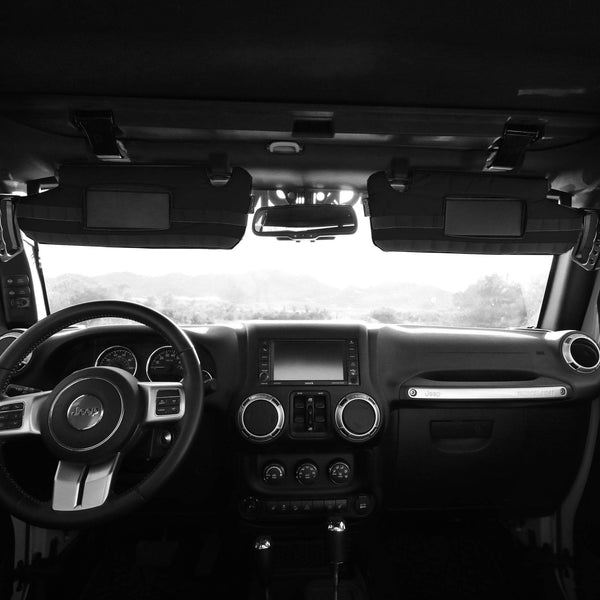 MOLLE Visor covers (FOR MIRRORED VISORS) with PALS - MOLLE (pair) for 2007-18 Jeep Wrangler JK JKU by Bartact - Bull Strap