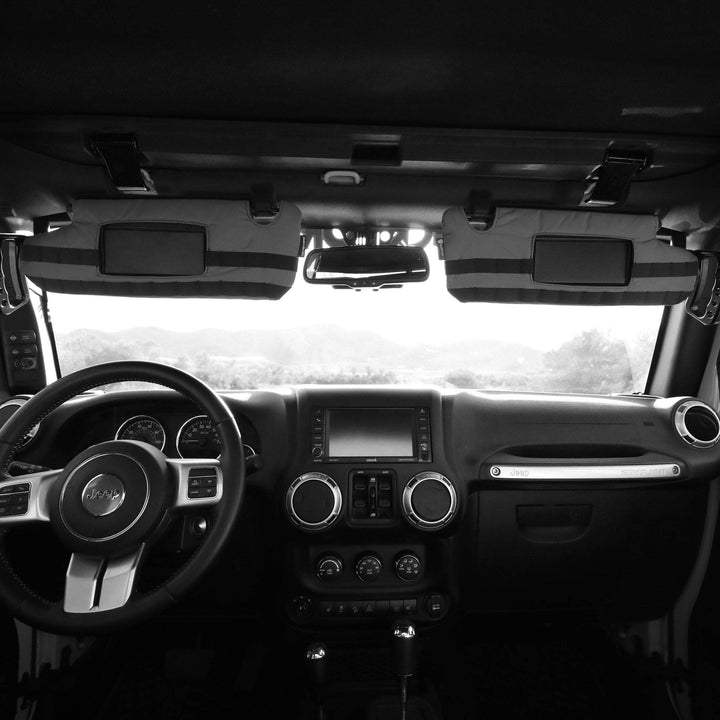 MOLLE Visor covers (FOR MIRRORED VISORS) with PALS - MOLLE (pair) for 2007-18 Jeep Wrangler JK JKU by Bartact - Bull Strap