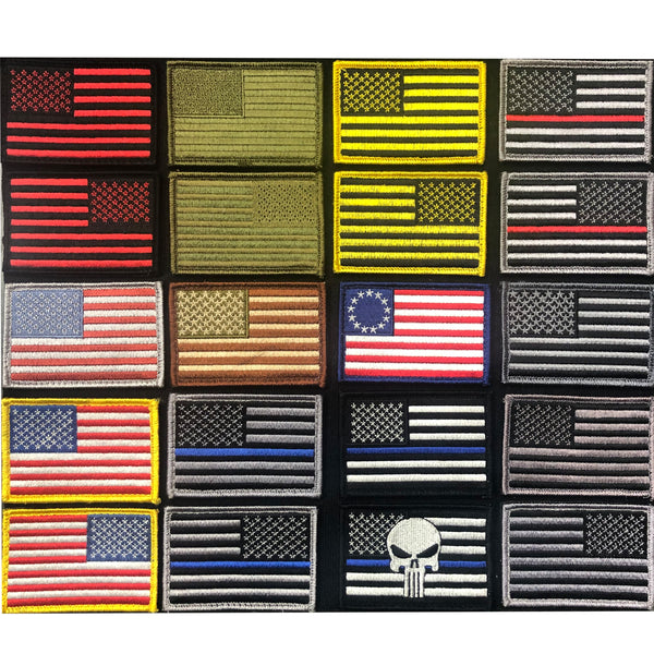 Morale Patches Choose Style - Embroidered American Flag Patch - USA, Thin Blue Line, Thin Red Line 2" x 3" Patch w/ Velcro/Hook backing - Bull Strap