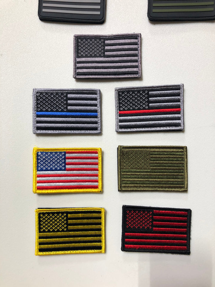 Morale Patches Choose Style - Embroidered American Flag Patch - USA, Thin Blue Line, Thin Red Line 2" x 3" Patch w/ Velcro/Hook backing - Bull Strap