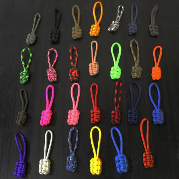 Paracord Zipper Pulls (w/ key ring) - qty 5 - Hand Woven USA 550 Paracord - Bartact - Bull Strap