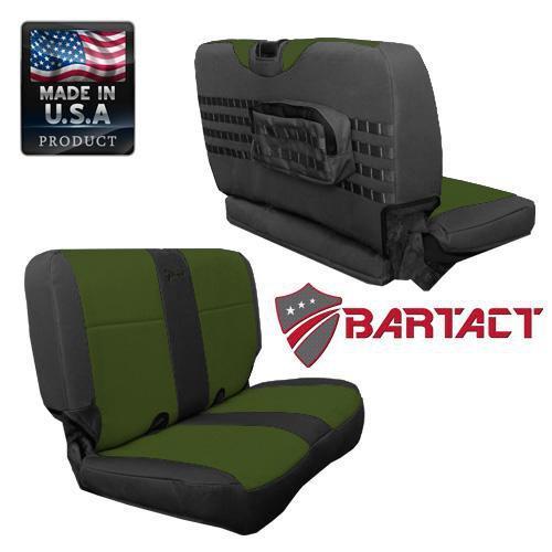 Rear Bench Tactical Seat Cover for Jeep Wrangler TJ & LJ 2003-06 Bartact w/ MOLLE - Bull Strap