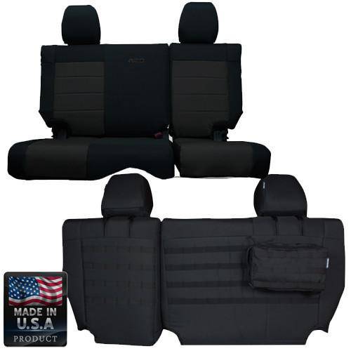 Rear Bench Tactical Seat Covers for Jeep Wrangler JKU 2007 4 Door Bartact w/ MOLLE - Bull Strap