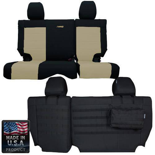 Rear Bench Tactical Seat Covers for Jeep Wrangler JKU 2007 4 Door Bartact w/ MOLLE - Bull Strap