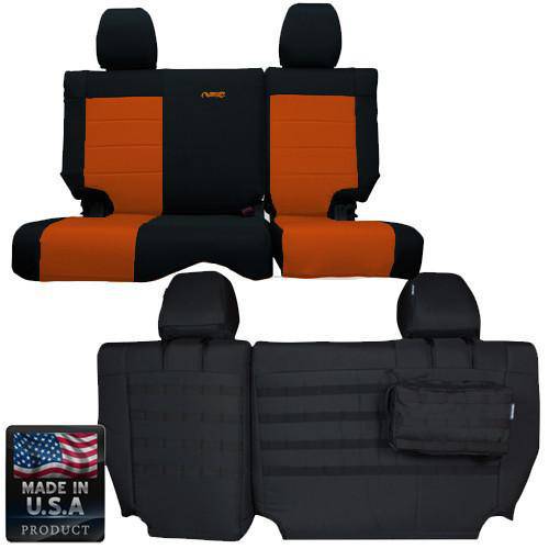 Rear Bench Tactical Seat Covers for Jeep Wrangler JKU 2007 4 Door Bartact w/ MOLLE - Bull Strap