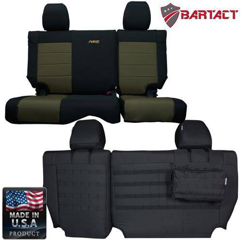 Rear Bench Tactical Seat Covers for Jeep Wrangler JKU 2007 4 Door Bartact w/ MOLLE - Bull Strap
