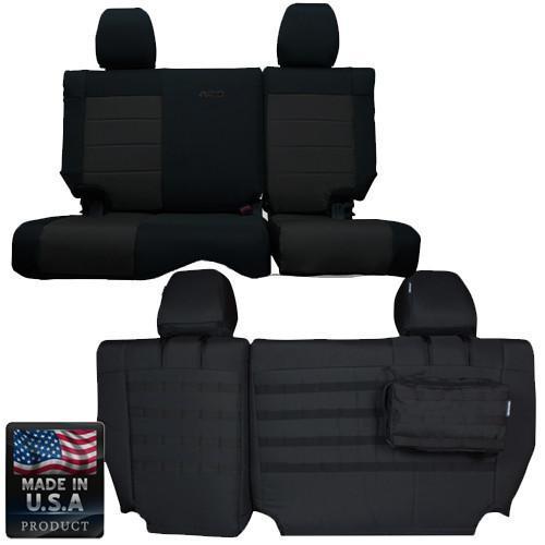 Rear Bench Tactical Seat Covers for Jeep Wrangler JKU 2011-12 4 Door Bartact w/ MOLLE - Bull Strap
