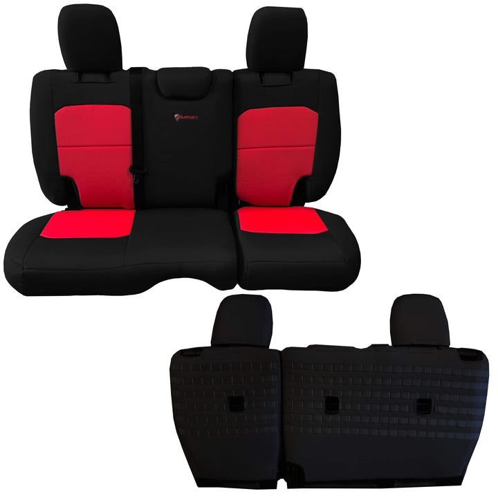 Rear Bench Tactical Seat Covers for Jeep Wrangler JLU 2018-22 4 Door - BARTACT  - NO Fold Down Armrest ONLY! (NOT for 4XE Edition) w/ MOLLE - Bull Strap