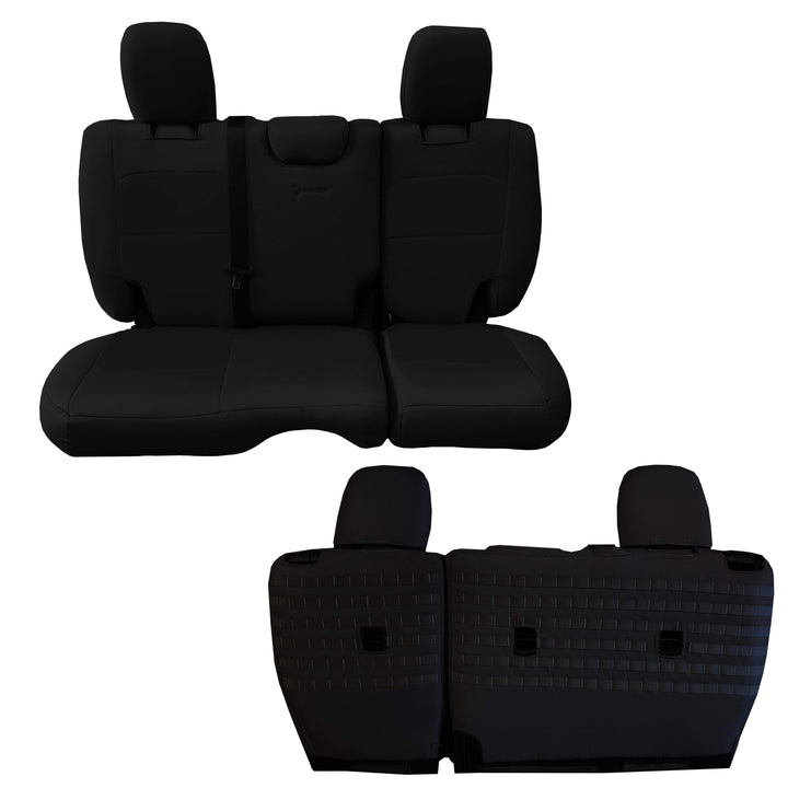 Rear Bench Tactical Seat Covers for Jeep Wrangler JLU 2018-22 4 Door - BARTACT  - NO Fold Down Armrest ONLY! (NOT for 4XE Edition) w/ MOLLE - Bull Strap