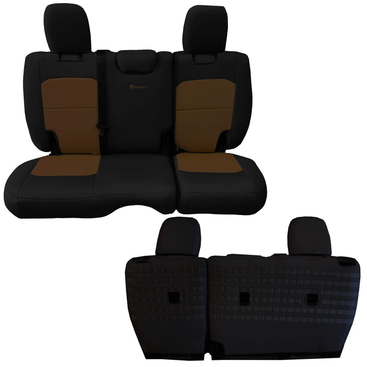 Rear Bench Tactical Seat Covers for Jeep Wrangler JLU 2018-22 4 Door - BARTACT  - NO Fold Down Armrest ONLY! (NOT for 4XE Edition) w/ MOLLE - Bull Strap