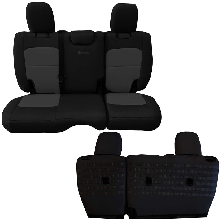 Rear Bench Tactical Seat Covers for Jeep Wrangler JLU 2018-22 4 Door - BARTACT  - NO Fold Down Armrest ONLY! (NOT for 4XE Edition) w/ MOLLE - Bull Strap