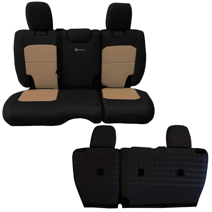 Rear Bench Tactical Seat Covers for Jeep Wrangler JLU 2018-22 4 Door - BARTACT  - NO Fold Down Armrest ONLY! (NOT for 4XE Edition) w/ MOLLE - Bull Strap