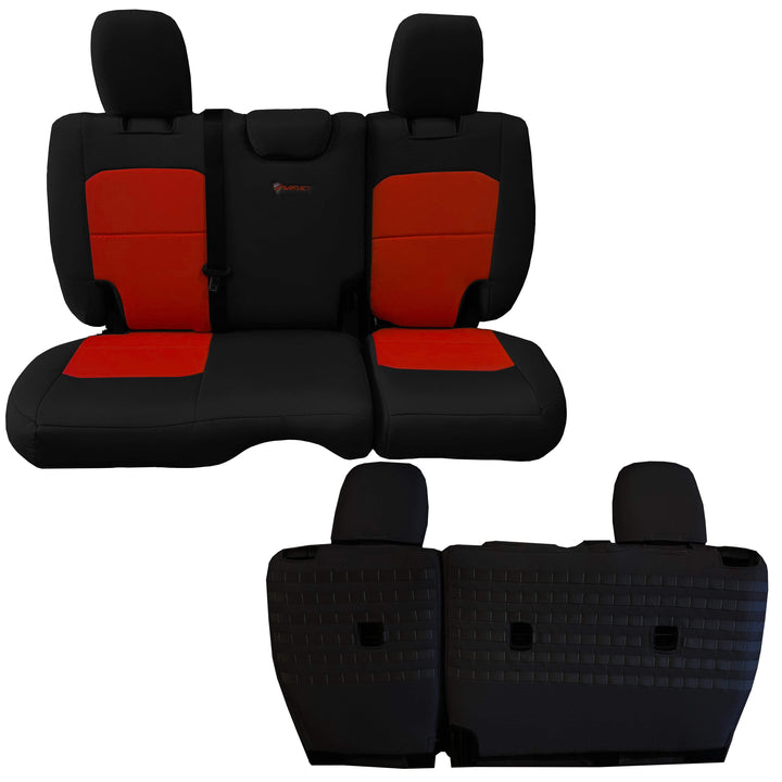 Rear Bench Tactical Seat Covers for Jeep Wrangler JLU 2018-22 4 Door - BARTACT  - NO Fold Down Armrest ONLY! (NOT for 4XE Edition) w/ MOLLE - Bull Strap