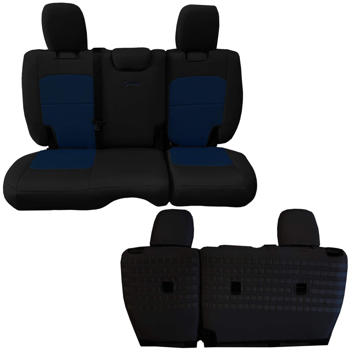 Rear Bench Tactical Seat Covers for Jeep Wrangler JLU 2018-22 4 Door - BARTACT  - NO Fold Down Armrest ONLY! (NOT for 4XE Edition) w/ MOLLE - Bull Strap